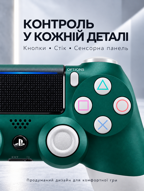 Беспроводной геймпад Doubleshock для PS4, PS3, ПК, Android и iOS, бело-зеленый - изображение 3