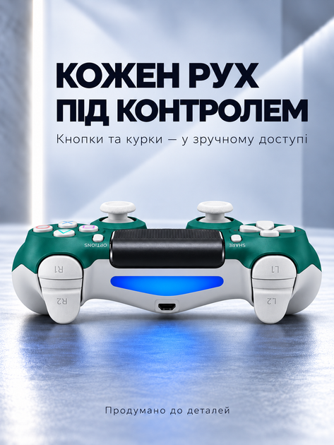 Беспроводной геймпад Doubleshock для PS4, PS3, ПК, Android и iOS, бело-зеленый - изображение 4