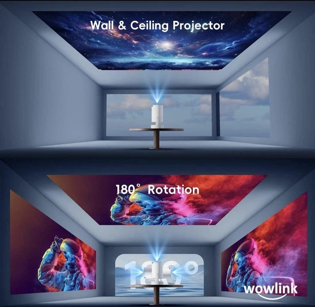 Мини-проектор Wowlink W210 портативный WiFi 6 Bluetooth 5.4, 720P, поддержка 1080P/4K HDR, Smart-проектор для дома - изображение 4
