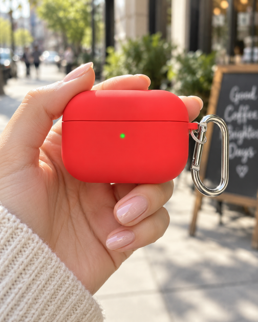 Чехол силиконовый противоударный для AirPods 4 с микрофиброй красный SR-547 - изображение 6