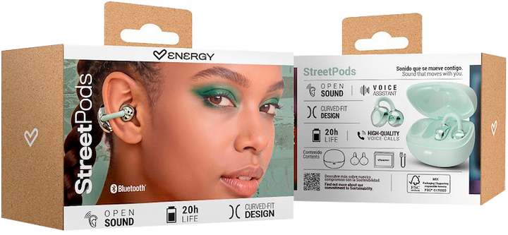Słuchawki Energy Sistem StreetPods Open Sound Mint Green (8432426501359) - obraz 4