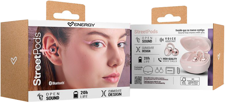 Słuchawki Energy Sistem StreetPods Open Sound Pink (8432426501298) - obraz 4