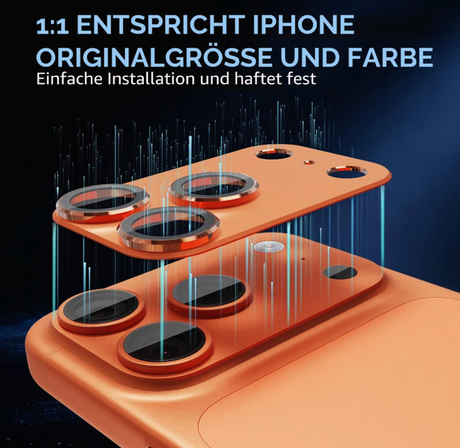 Матовый металлический защитник камеры для iPhone 17 Pro противоударный анти-отпечатки Orange SR-547 - изображение 4