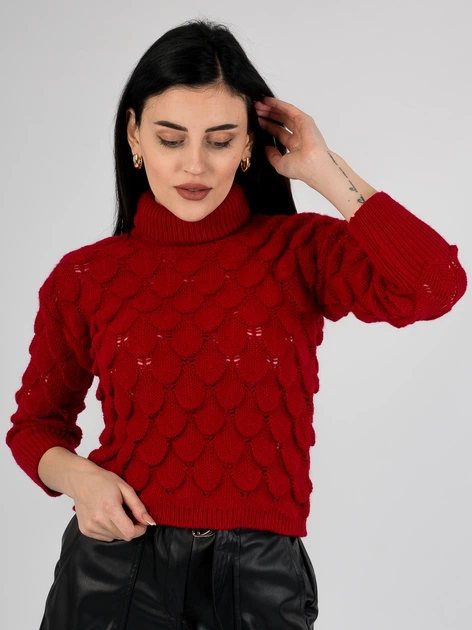 Свитер с высоким воротником BEBE PLUS 22831 L (73750L) Красный - Фото 1 Свитер с высоким воротником BEBE PLUS 22831 L (73750L) Красный - изображение 1