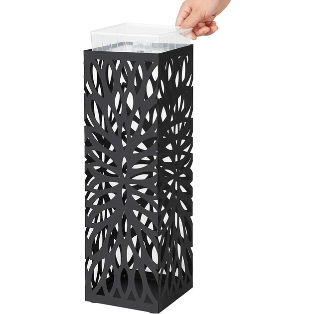 Металлическая подставка для зонтов, зонтик Songmics LUC48B Черная 15,5x15,5x49 см, с поддоном для воды и 4 крючками - изображение 7