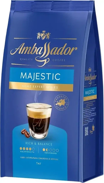 Кава в зернах Ambassador Majestic 1 кг - Фото 1 Кава в зернах Ambassador Majestic 1 кг - изображение 1