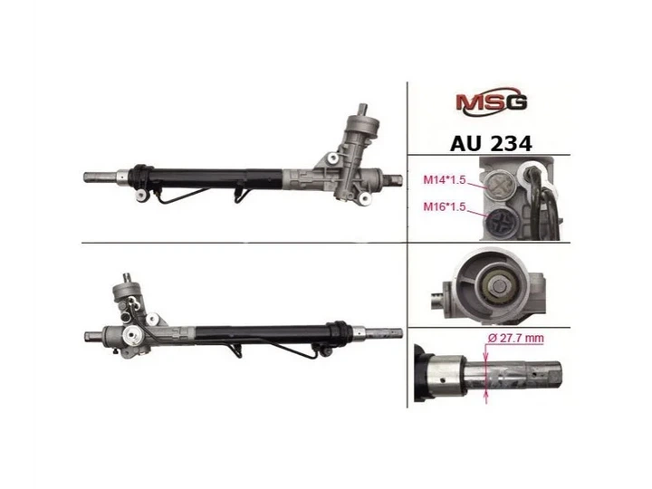 Рульова рейка з ГПК нова AUDI A4 (8E2, B6) 00-04,A4 Avant (8E5, B6) 01-04,A4 кабрио (8H7, B6, 8HE, B7) 02 MSG AU234 Audi A4 8E1422054EX, 8E1422054E, 8E1422052P - изображение 2