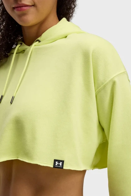 Жіноче салатове худі UA Icon Terry Crop Hoodie Under Armour M 1389640-727 - Фото 4 Жіноче салатове худі UA Icon Terry Crop Hoodie Under Armour M 1389640-727 - изображение 4