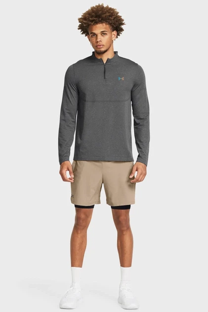 Чоловіча темно-сіра спортивна кофта Vanish Elite Seamless 1/4 Zp Under Armour M 1382798-025 - Фото 2 Чоловіча темно-сіра спортивна кофта Vanish Elite Seamless 1/4 Zp Under Armour M 1382798-025 - зображення 2