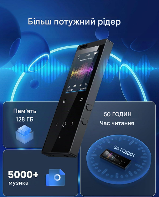MP3-плеєр DODOSOUL 128 ГБ з Bluetooth 5.2, FM-радіо та навушниками - зображення 4