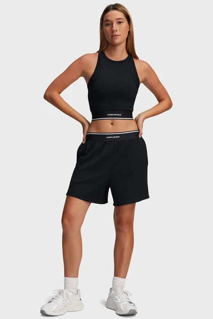 Жіночий чорний топ UA Meridian Rib Branded Tank Under Armour M 1389641-001 - зображення 2