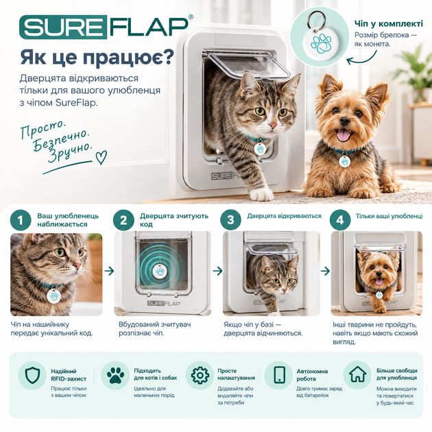Автоматическая дверца для котов и малых собак SureFlap Microchip Pet Door SUR101 с микрочипом и RFID-меткой - изображение 10