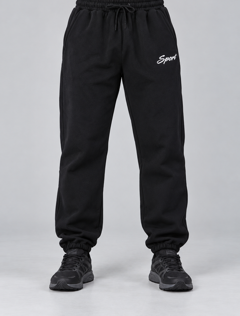 Зимние теплые мужские спортивные штаны черные с начесом Sport (449718) 3XL - Фото 1 Зимние теплые мужские спортивные штаны черные с начесом Sport (449718) 3XL - изображение 1