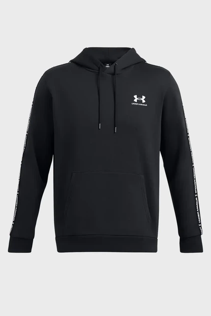 Чоловіче чорне худі UA Icon Fleece HD Taping Under Armour S 1389356-001 - изображение 5