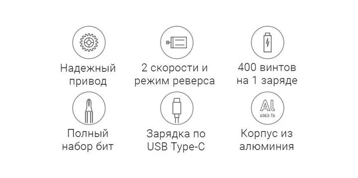 Электроотвертка Xiaomi Mijia аккумуляторная с набором 24 бит (А000139) - изображение 7