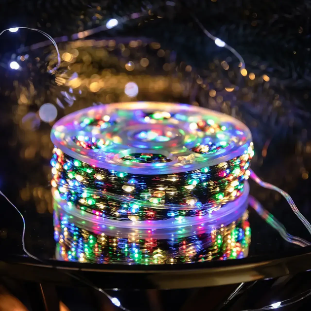 Гирлянда роса светодиодная нить 2000 LED 220В IP44 динамическая с пультом гирлянда капля росы на елку теплый Разноцветная - Фото 1 Гирлянда роса светодиодная нить 2000 LED 220В IP44 динамическая с пультом гирлянда капля росы на елку теплый Разноцветная - изображение 1