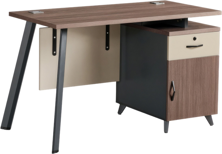 Стіл з тумбою OfficePro PG-F20B-12A-14 медовий дуб темно-сірий стільниця 140×60×2,5 ДСП з меламіном сталеві ніжки висувні шухляди (PG-F20B-12A-14) - Фото 1 Стіл з тумбою OfficePro PG-F20B-12A-14 медовий дуб темно-сірий стільниця 140×60×2,5 ДСП з меламіном сталеві ніжки висувні шухляди (PG-F20B-12A-14) - зображення 1
