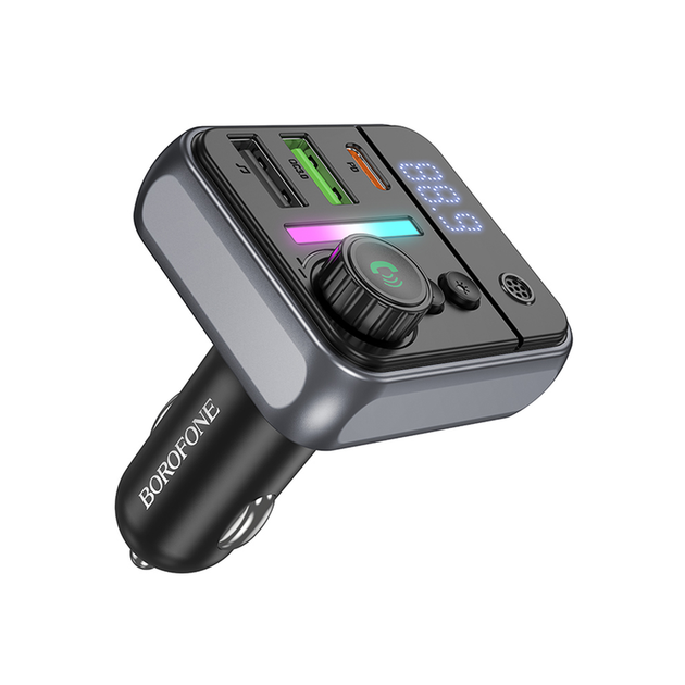 Автомобильный FM-трансмиттер Borofone Bluetooth 5.4 38 Вт Type-C USB с быстрой зарядкой черный - изображение 5
