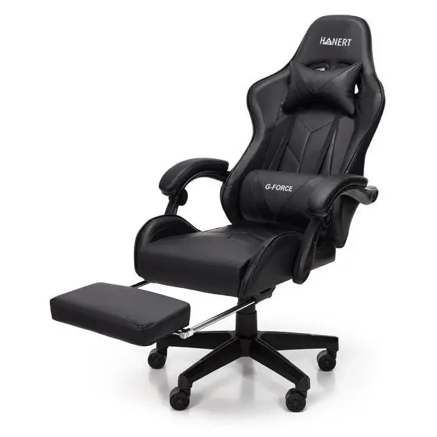 Компьютерное кресло Hanert G-Force Black геймерское с подставкой для ног Tilt вращением 360° до 120 кг черное - изображение 9