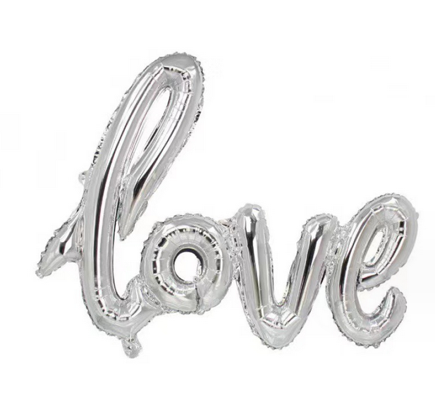 Фольгований кулька LOVE срібний (1 метр) в упаковці - Фото 1 Фольгований кулька LOVE срібний (1 метр) в упаковці - зображення 1