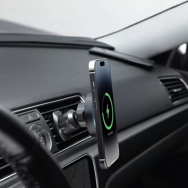 Компактний магнітний автотримач MagSafe Proove Light Circle із бездротовою зарядкою 15W - зображення 3