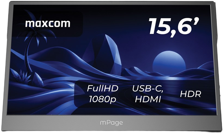 Монітор портативний 15.6" Maxcom Mpage 15 Black (MAXCOMMPAGE15) - зображення 2