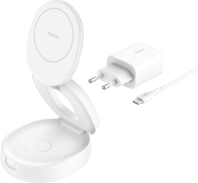 Ladowarka magnetyczna Belkin BoostCharge 2-in-1 Magnetic Foldable Wireless Charger 15W White (WIZ035KQWH) - Zdjęcie 1 Ladowarka magnetyczna Belkin BoostCharge 2-in-1 Magnetic Foldable Wireless Charger 15W White (WIZ035KQWH) - obraz 1