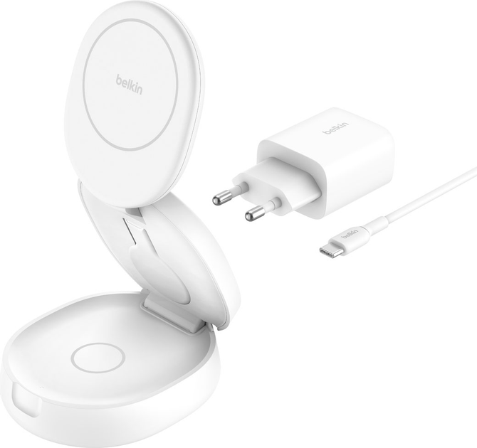 Ladowarka magnetyczna Belkin BoostCharge 3-in-1 Magnetic Foldable Wireless Charger 15W White (WIZ034KQWH) - Zdjęcie 1 Ladowarka magnetyczna Belkin BoostCharge 3-in-1 Magnetic Foldable Wireless Charger 15W White (WIZ034KQWH) - obraz 1