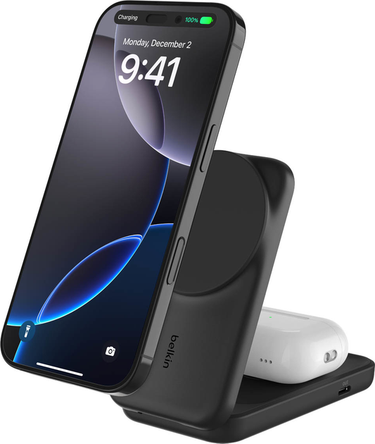 Магнітний зарядний пристрій Belkin UltraCharge 2-in-1 Qi2 Square Magnetic Charger 25W Black (WIZ038KQBK) - Фото 1 Магнітний зарядний пристрій Belkin UltraCharge 2-in-1 Qi2 Square Magnetic Charger 25W Black (WIZ038KQBK) - зображення 1