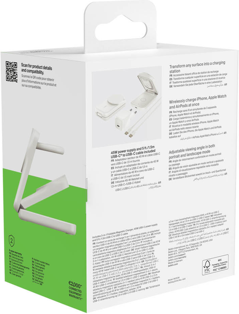 Ladowarka magnetyczna Belkin UltraCharge 3-in-1 Foldable Magnetic Charger 25W White (WIZ036KQWH) - Zdjęcie 5 Ladowarka magnetyczna Belkin UltraCharge 3-in-1 Foldable Magnetic Charger 25W White (WIZ036KQWH) - obraz 5