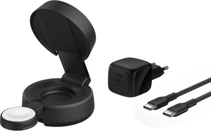 Ladowarka magnetyczna Belkin 2-in-1 Convertible Magnetic Charger with Qi2 25W Charcoal (WIZ043KQCH) - obraz 3