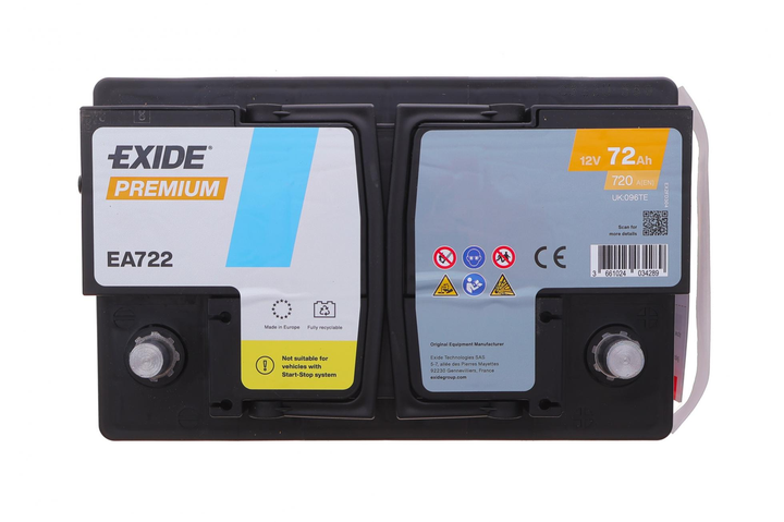 Автомобильный аккумулятор EXIDE Premium 72Аh 720Ah R+ EA722 - изображение 8