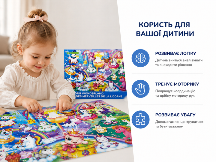 Пазлы детские QUOKKA Unicorn Wonderland 48 деталей, большие пазлы для детей от 2 лет - изображение 3