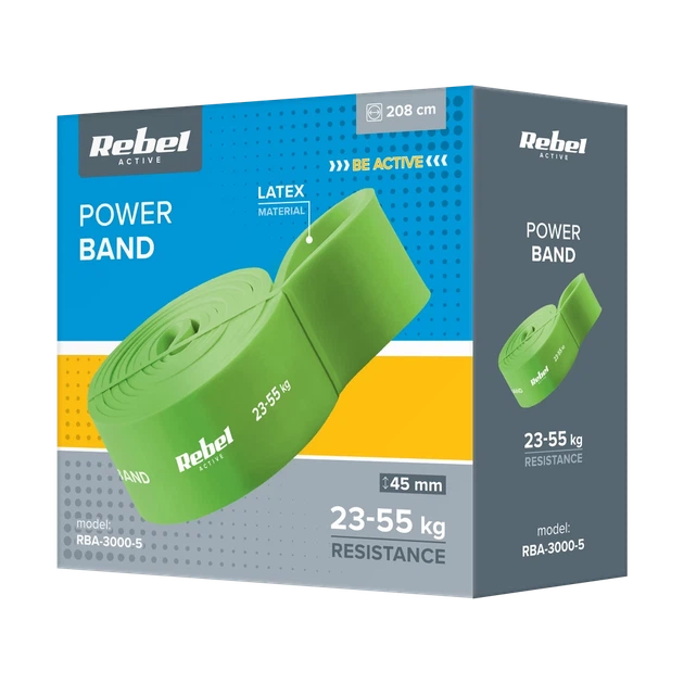 Еспандер латексовий REBEL Power Band PL-5 Green 23-55 kg (RBA-3000-5) - Фото 3 Еспандер латексовий REBEL Power Band PL-5 Green 23-55 kg (RBA-3000-5) - зображення 3
