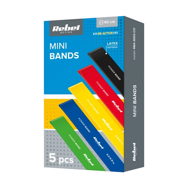 Набір мініеспандерів латексових REBEL Mini Band L 2.3-18.2 kg 5 шт Multicolor (RBA-3002-CO) - зображення 5