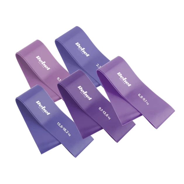 Набір мініеспандерів латексових REBEL Mini Band L 2.3-18.2 kg 5 шт Purple (RBA-3002-PU) - Фото 1 Набір мініеспандерів латексових REBEL Mini Band L 2.3-18.2 kg 5 шт Purple (RBA-3002-PU) - зображення 1