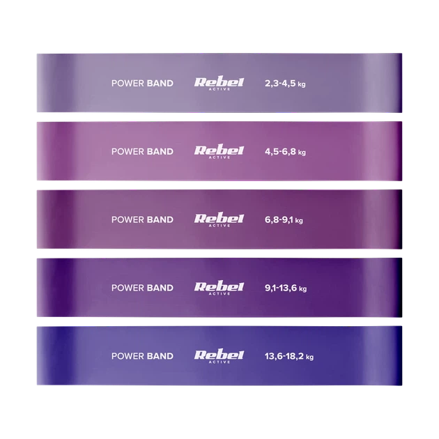 Набір мініеспандерів латексових REBEL Mini Band L 2.3-18.2 kg 5 шт Purple (RBA-3002-PU) - Фото 3 Набір мініеспандерів латексових REBEL Mini Band L 2.3-18.2 kg 5 шт Purple (RBA-3002-PU) - зображення 3