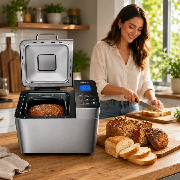 Хлебопечка Mio Star Bread Maker 1000 автоматическая 600 Вт 22 программы до 1 кг замешивание теста сенсорное управление отсрочка старта 13 часов поддержание тепла дисплей - изображение 5