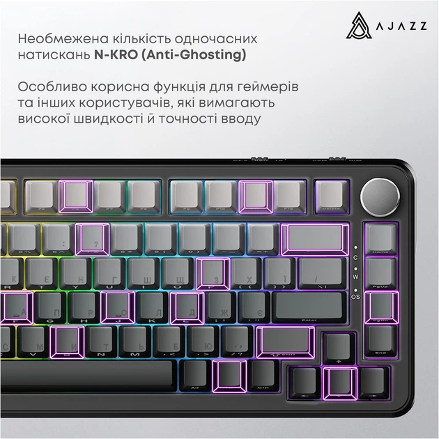 Клавіатура Ajazz AK820 Max Magnetic Switch RGB Gradient Black (AK820MAX-M-S-GG) - Фото 9 Клавіатура Ajazz AK820 Max Magnetic Switch RGB Gradient Black (AK820MAX-M-S-GG) - зображення 9