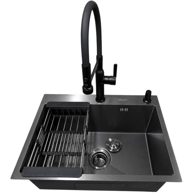 Комплект кухонної мийки Kraft KRF 60х45HM PVD (3.0/1.0 мм) DEKOR - изображение 5