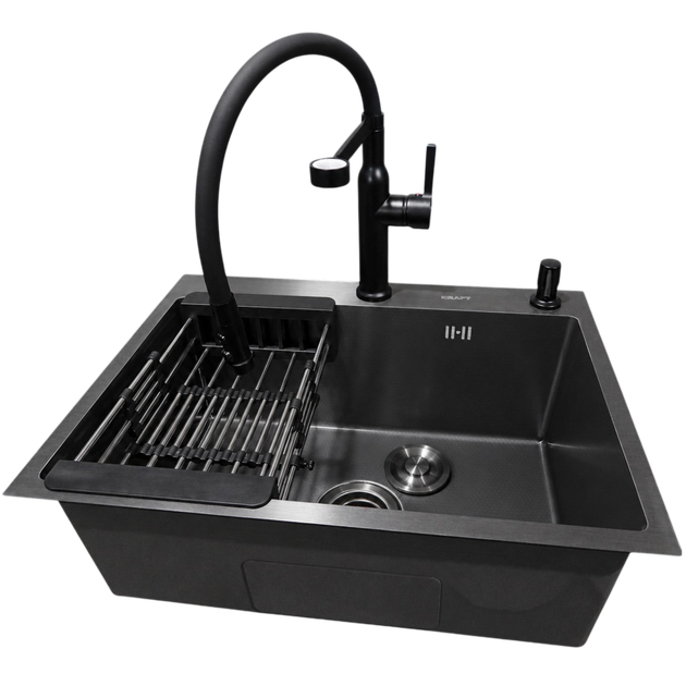 Комплект кухонної мийки Kraft KRF 60х45HM PVD (3.0/1.0 мм) DEKOR - изображение 6