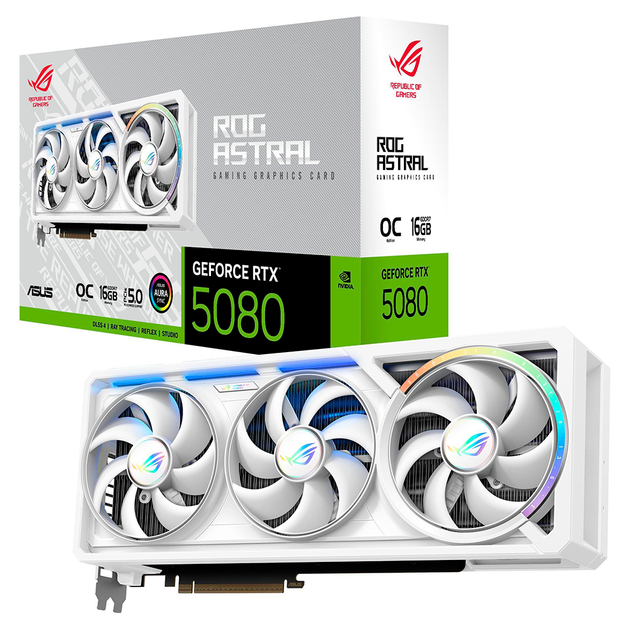 Видеокарта Asus ROG Astral NVIDIA GeForce RTX 5080 OC Edition 16GB GDDR7 30000 MHz 2790 MHz White (90YV0LV4-M0NA00) - изображение 9