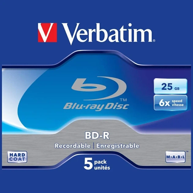 Диски Blu-ray Verbatim BD-R SL 25GB 6X 5шт White (43715) - Фото 3 Диски Blu-ray Verbatim BD-R SL 25GB 6X 5шт White (43715) - зображення 3