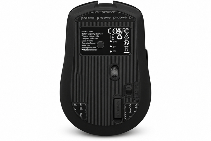 Бездротова мишка Proove Comet Black, Bluetooth 4.0/5.0, 2.4 ГГц, 1600 DPI, акумулятор 500 мА·год - зображення 6
