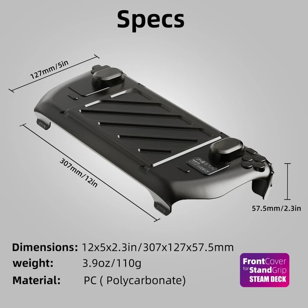 Защитный комплект Skull & Co. StandGrip + Front Cover для Steam Deck, чехол-подставка, TPU + PC, Smoky Black - изображение 6