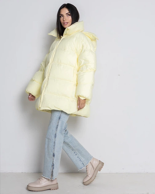 Пуховик oversize Alba ніжно-жовтий - XS - зображення 3