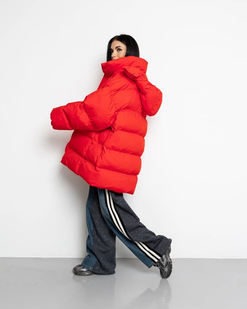 Пуховик oversize Alba красный - M - Фото 6 Пуховик oversize Alba красный - M - изображение 6