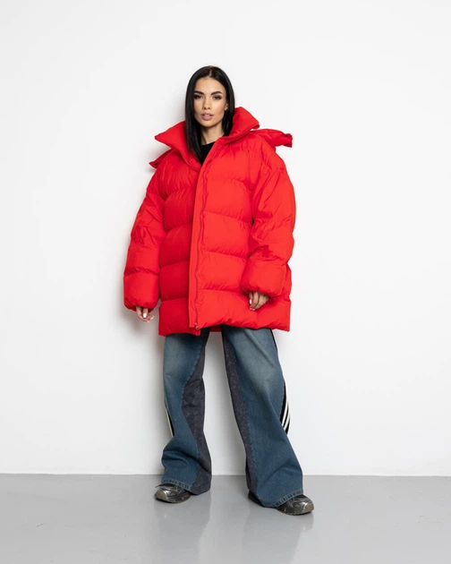 Пуховик oversize Alba красный - M - Фото 8 Пуховик oversize Alba красный - M - изображение 8