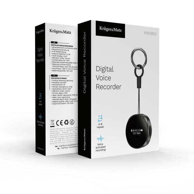 Dyktafon cyfrowy Kruger&Matz KM0952 8 GB (5901890130349) - obraz 13