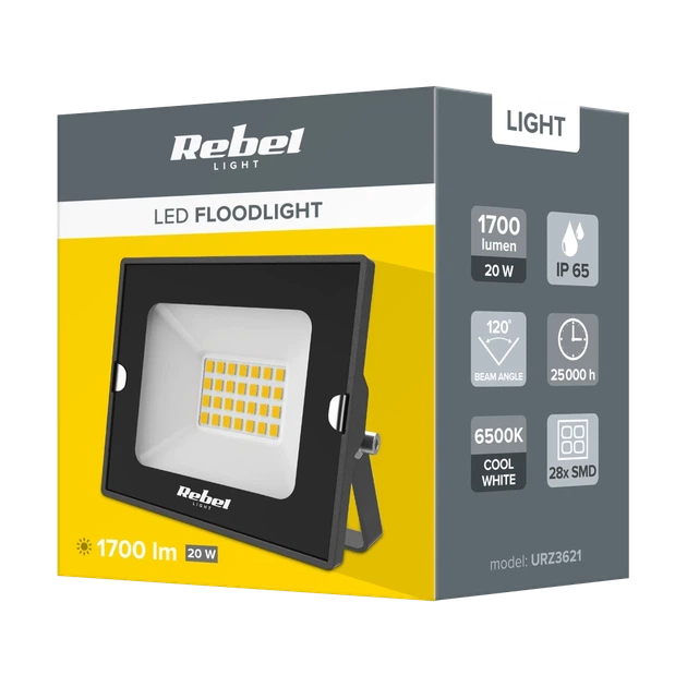 Прожектор светодиодный Rebel 20W, 6500K, 230V (URZ3621) - изображение 3